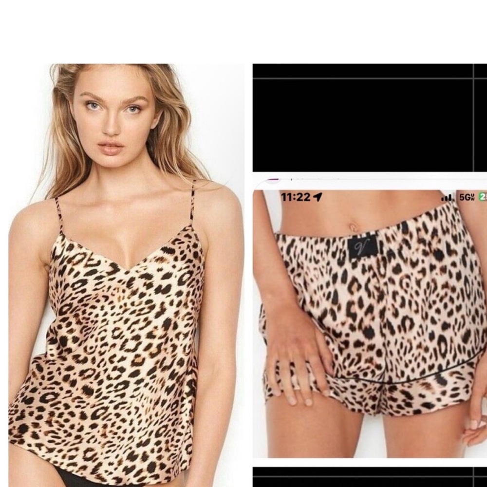 Leopard Print VS Satin Cami and Shorts Set